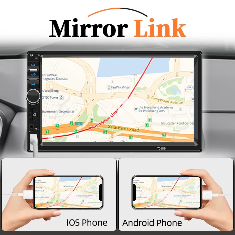 Hippcron 7 Inch HD Touch Screen 1 Din Car Stereo MP5 Player FM AUX BT USB Mirror Link Autoradio Rear Camera Support