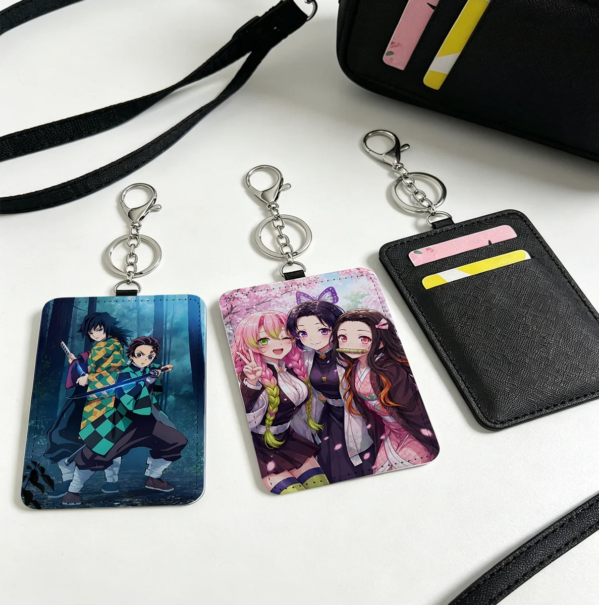 

Demon Slayer Card Holder Men Women Fashion Casual Lightweight Keychain Cards Pocket Kawaii Cartoon Anime Decoration Accessories
