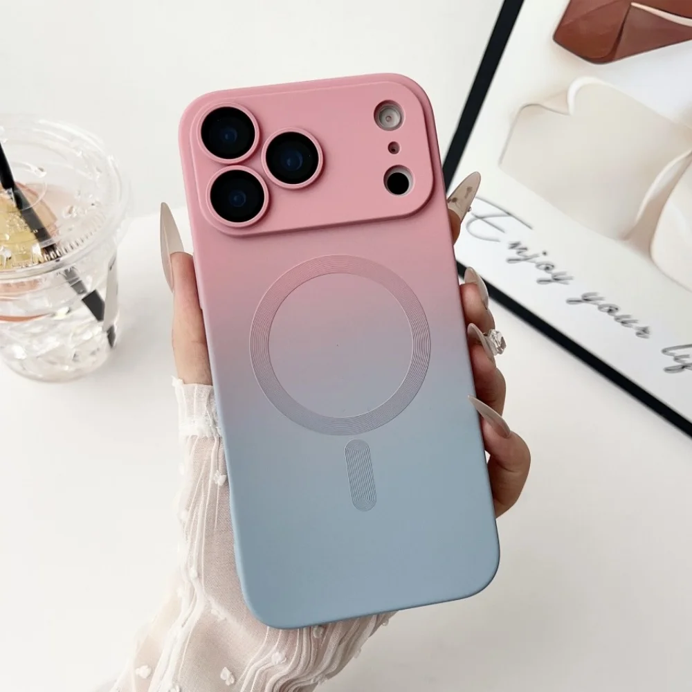 Double Color Gradient Magnetic Silicone Case for iPhone 17 Pro Max Air 16 17 Pro 15 14 Plus 13 12 11 Pro Max for Magsafe Cover