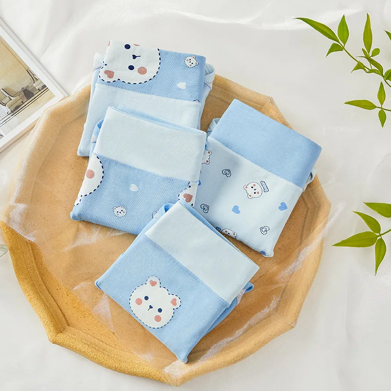 High Waist 4Pcs/Set Cotton Women Panties Body Slimming Underwear Fashion Print Girls Briefs Sexy Breathable Female Lingerie