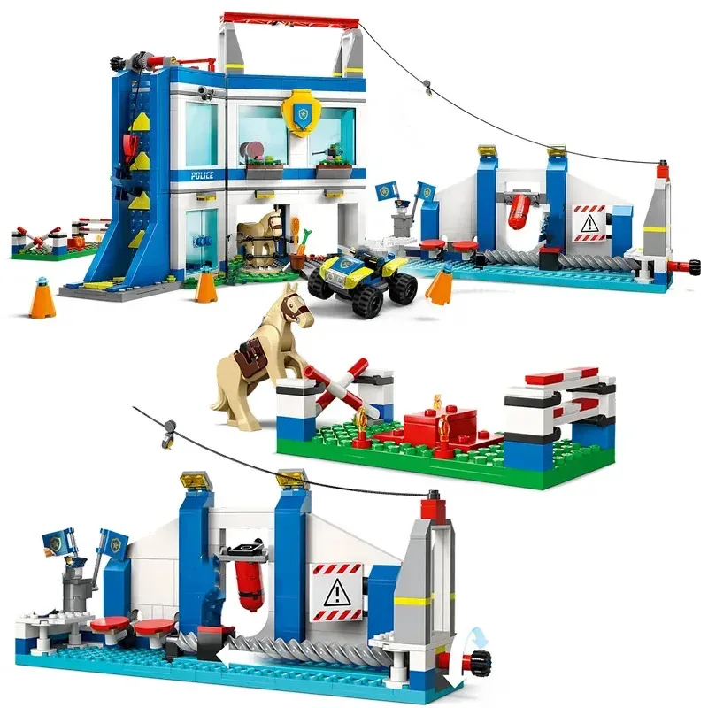 Совместимые наборы, городская серия, строительные блоки 60372, полицейская обучающая академия, полицейская машина, полицейская машина, детские игрушки, подарки