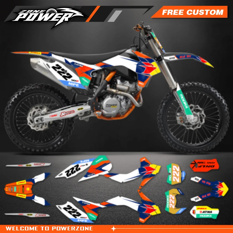 Powerzone Custom Team Decals Stickers Kits for KTM 125 200 250 300 350 450 500 EXC XCW 2014-2016 SX SXF 2013-2015 109