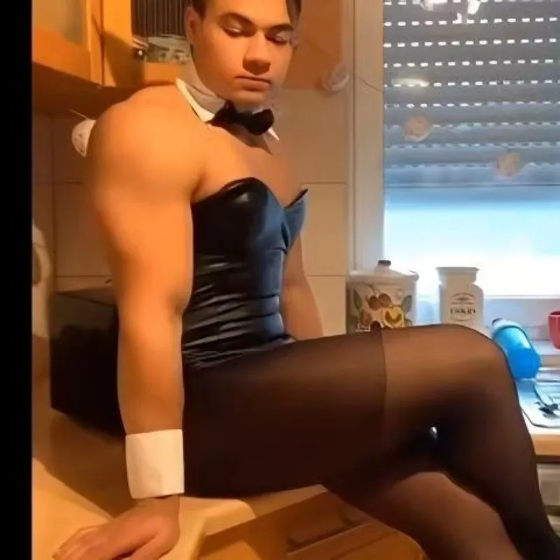 ชุดคอสเพลย์กระต่ายชาย ชุดจั๊มสูทเซ็กซี่ ชุดชั้นในคู่รัก สำหรับงานปาร์ตี้ บาร์ ไนท์คลับ ชุดเล่นบทบาทสมมติ ชุดยูนิฟอร์มกระต่ายชายสุดสนุก