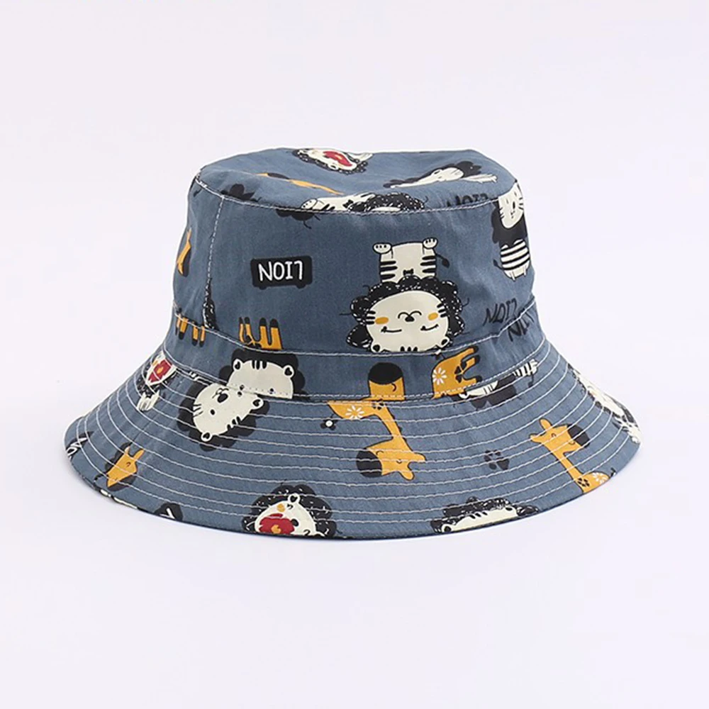 Kids Panama Caps Cartoon Lion Baby Bucket Hat Summer Outdoor Boy Girl Fisherman Sun Hats Anti-UV Children Fisherman Beach Cap