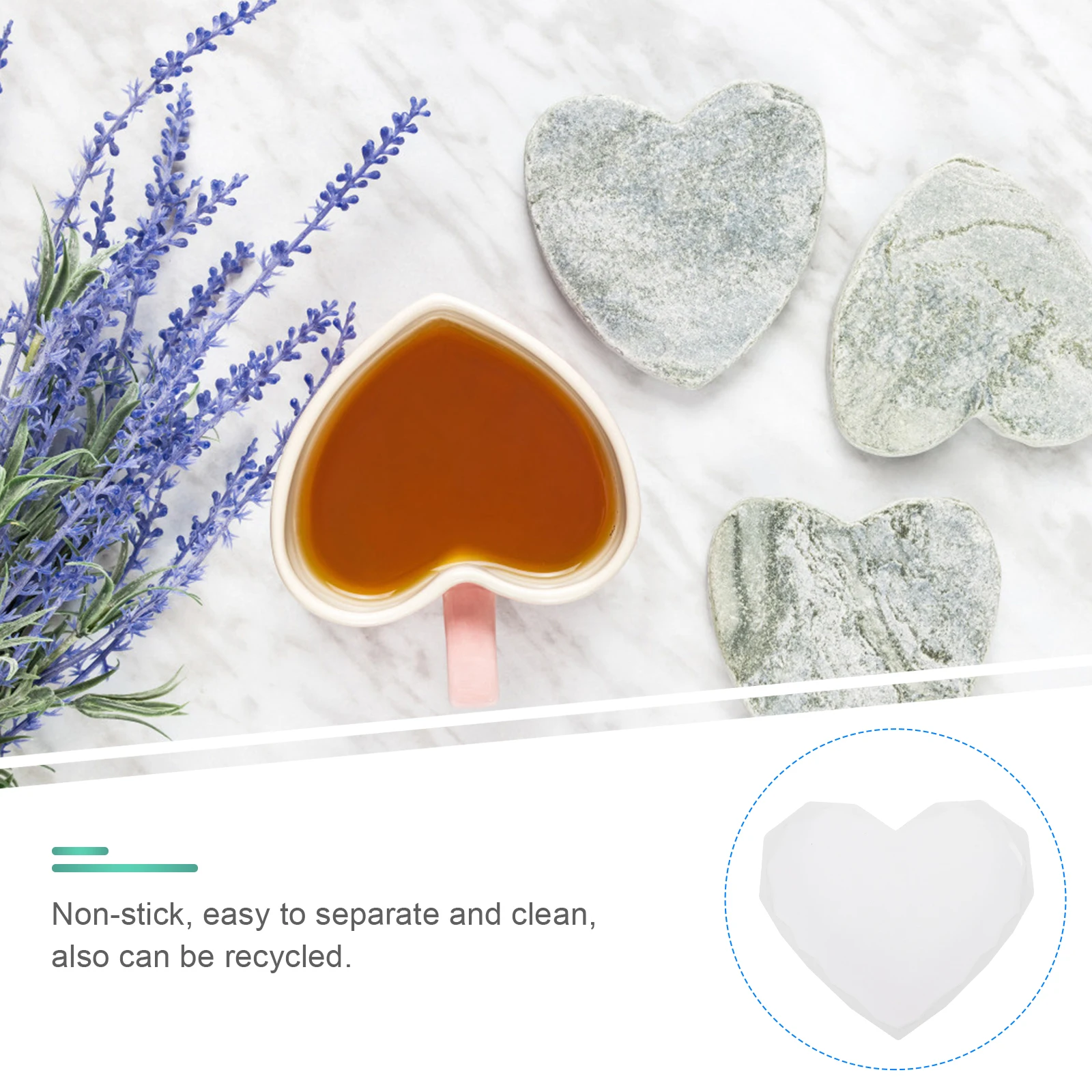 

4pcs Heart Diamond Silicone Mold Non-Stick Diy Epoxy Resin Craft Mold For Coaster Making Handmade Jewelry Art Supplies