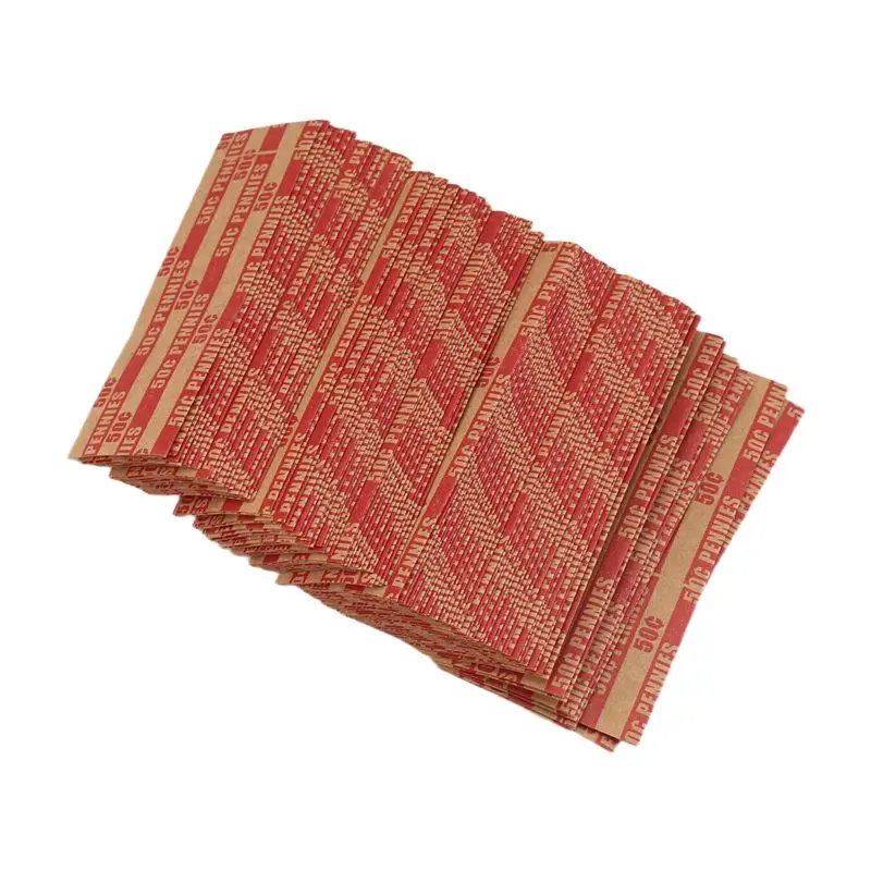 AFOURT-100 Piece Penny Coin Wrappers Penny Sleeves Flat As Shown Paper Penny Rolls Wrappers
