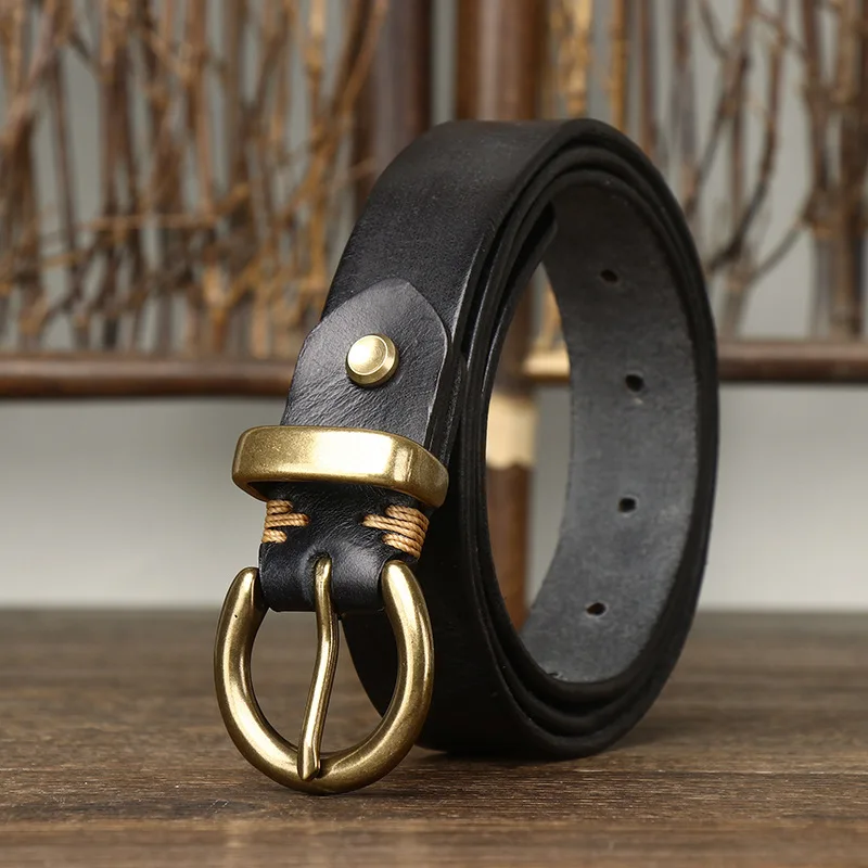 

Genuine Cowhide Leather Punk Metal Pin Hook Buckle Belt Men Waistband Real Cow Leather Jeans Cowskin Vintage Pants Belts