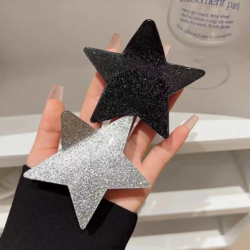 Y2K Pentagram Candy Color Grab Clips Bump Color Star Shark Clips Back Head Double-sided Disc Hair Clips Acrylic Hair Accessories