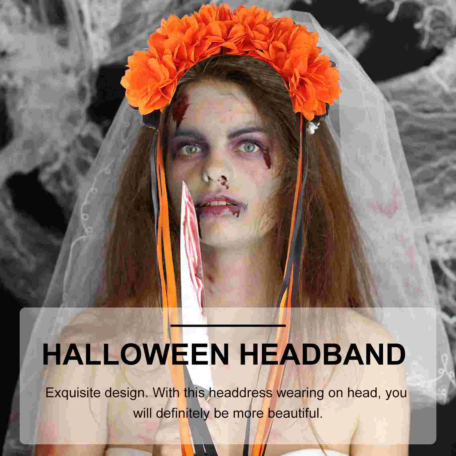 Halloween The Flowers Wreath Hair Bands Garland Headbands Headpiece 50X22X6CM Fabric Floral Garlands for Decor