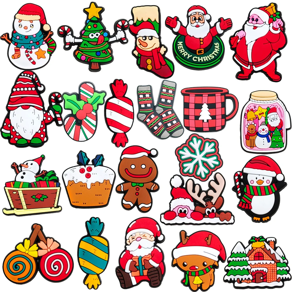 

Hot 1Pcs PVC Christmas Shoe Charms Xmas Tree Shoe Decorations Red for Sandals Accessories Kids Gift Wholesale