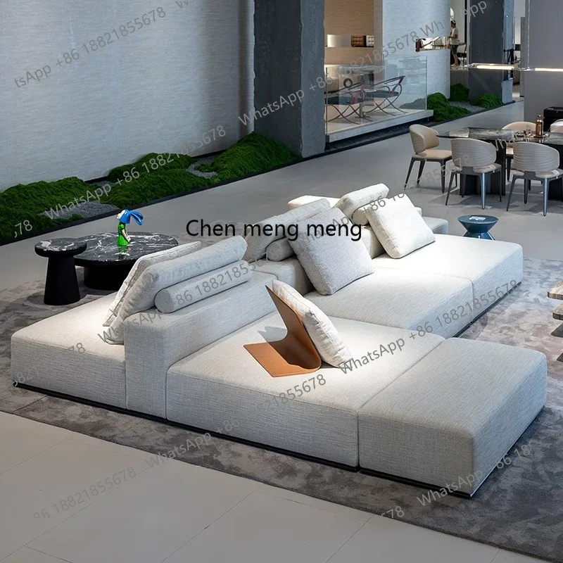 Italian minimalist villa combination module sofa horizontal hall two-way seat high-end fabric sofa