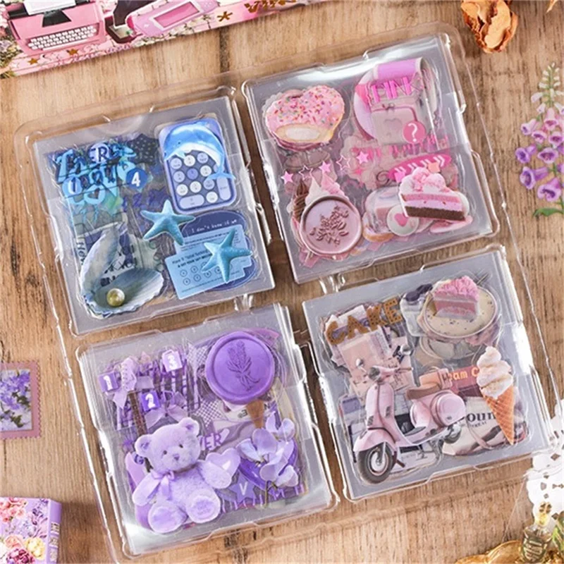 100pcs Retro Trendy PET Sticker Gift Box Creative Decoration DIY Junk Journal Scrapbooking Material Children's Festival Gift