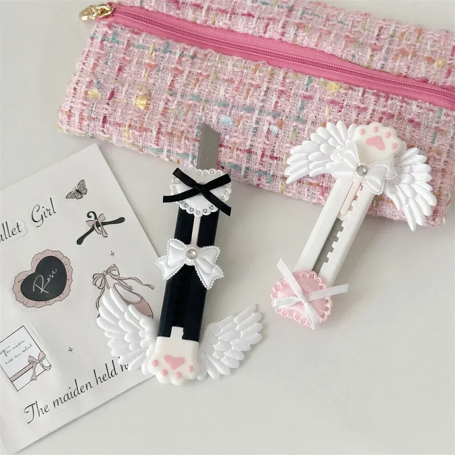 Mini cortador de papel con forma de pata de gato pequeño, cuchillo de corte de utilidad, caja de cuchillo, abridor de sobres de letras, suministros de oficina, cuchillo Kawaii