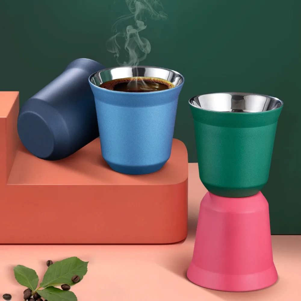Summer 80ML Espresso Mugs Insulated 304 Stainless Steel Coffee Cups Small Capacity Double Wall Camping Mugs
