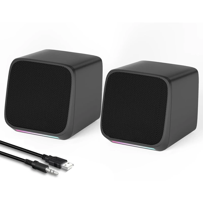Kleine computerluidsprekers met kleurrijke RGB-verlichting USB-aangedreven 3,5 mm Aux-in mini-pc-luidsprekers voor pc-laptop tablettelefoon