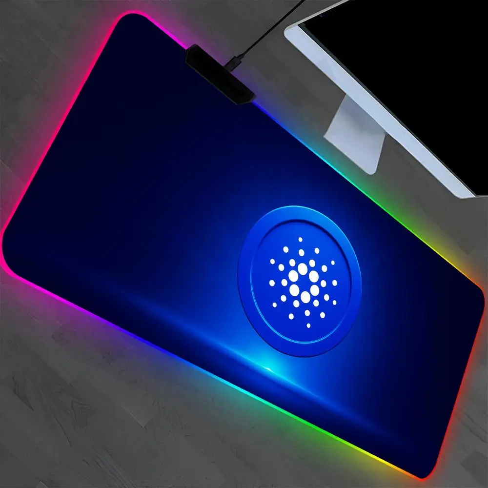 

Cardano Mouse Pad Laptop Mat Gaming RGB Anime Mousepad Backlit Gamer Girl Cartoon Table Pads Deskpad
