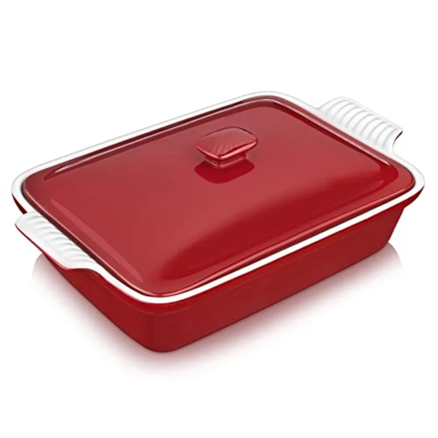 

lossom Casrole Dis 13x9 г Dis 3,8 литра Casrole Dis t Lasagna Pan Deep Wit Lid Oven Safe Red