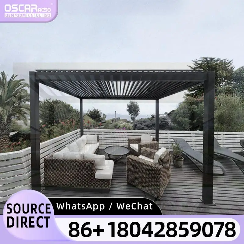 

3x3 3x4 4x4 6x4 Современная уличная биоклиматическая алюминиевая жалюзи, беседка для садов, патио, беседки