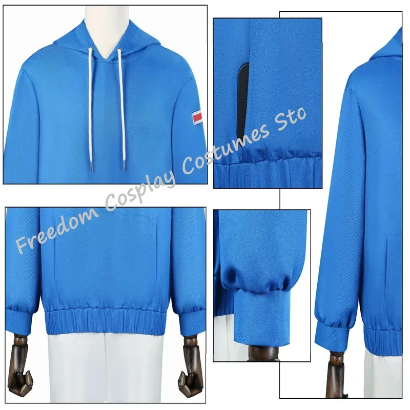 2025 yiyi ساكاموتو أيام شين أساكورا زي شعر مستعار بلوزات زرقاء بنطلون حفلة الهالوين أنيمي تأثيري موحدة O