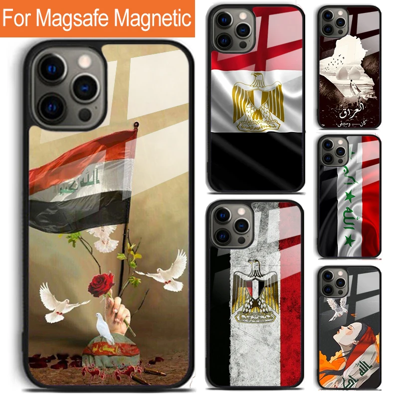 Iraqi Iraq Flag Phone Case For iPhone 16 15 14 13 12 11 Pro Max Plus Magsafe Magnetic Wireless Charging Cover