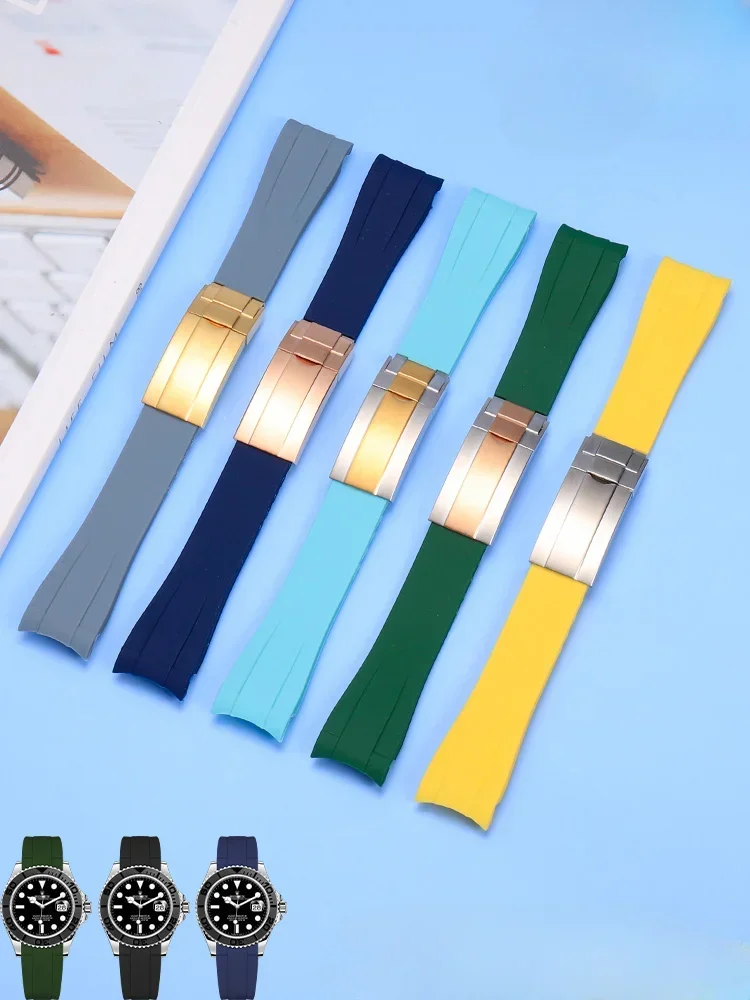 ロレックスソフト防水時計ストラップシリコーンデイトナ黒緑水ゴーストヨット有名なアークゴム男性 20 ミリメートル時計バンド