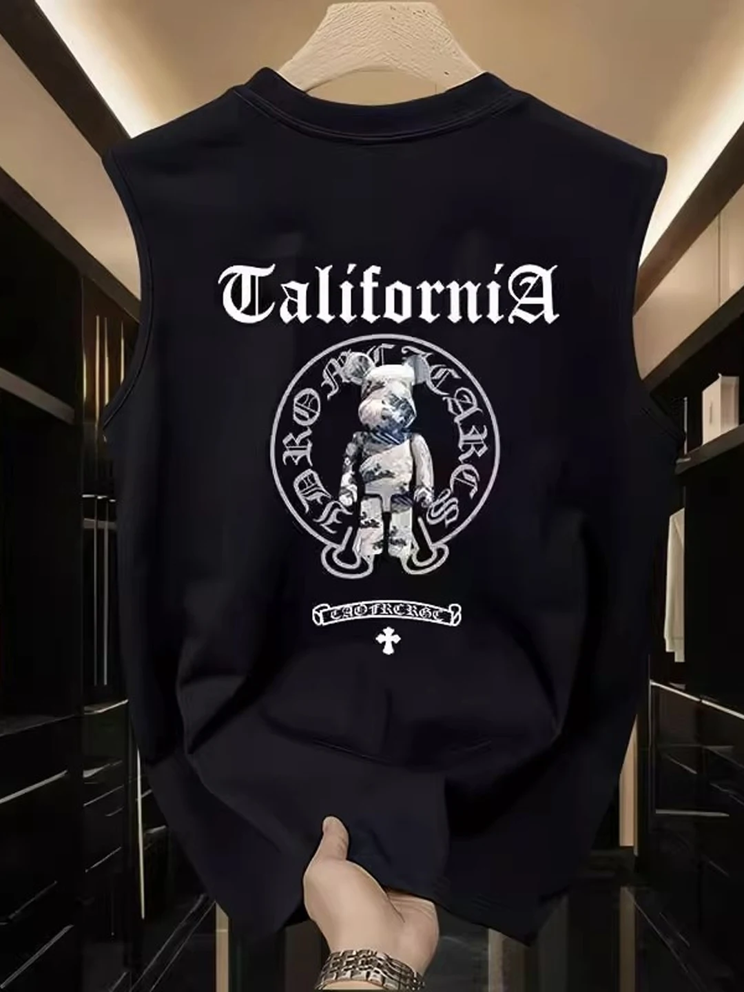 

Kazuki Kuraii Summer Men's Svel Vest Fitn Bear Print Cotton T-irt Casual Loose Fit round Ne Sweaa Tank Top