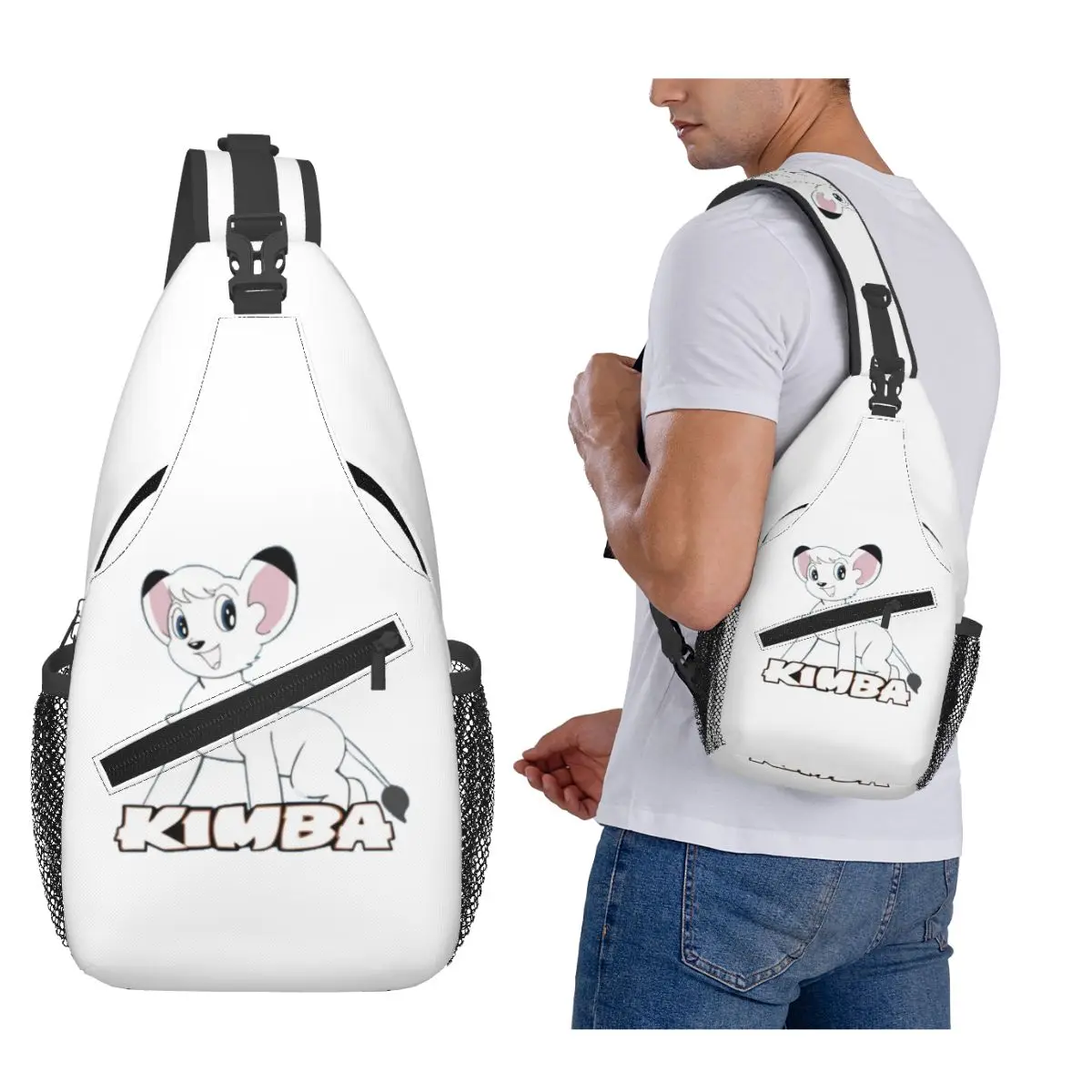 

Kimba White Lion Chest Bag Men Sling Crossbody Backpack Chest Bag Traveling Hiking Daypack Shoulder Bag