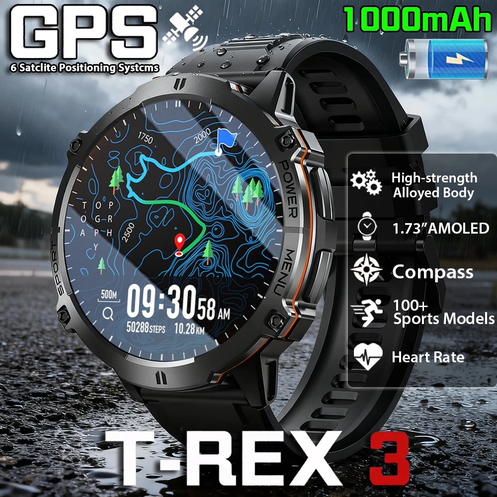 

2026 New Outdoor Military Smart Watch Men 1.73" AMOLED IP69K 10ATM Waterproof 1000mAh Super Large Battery BT Call Watches Men