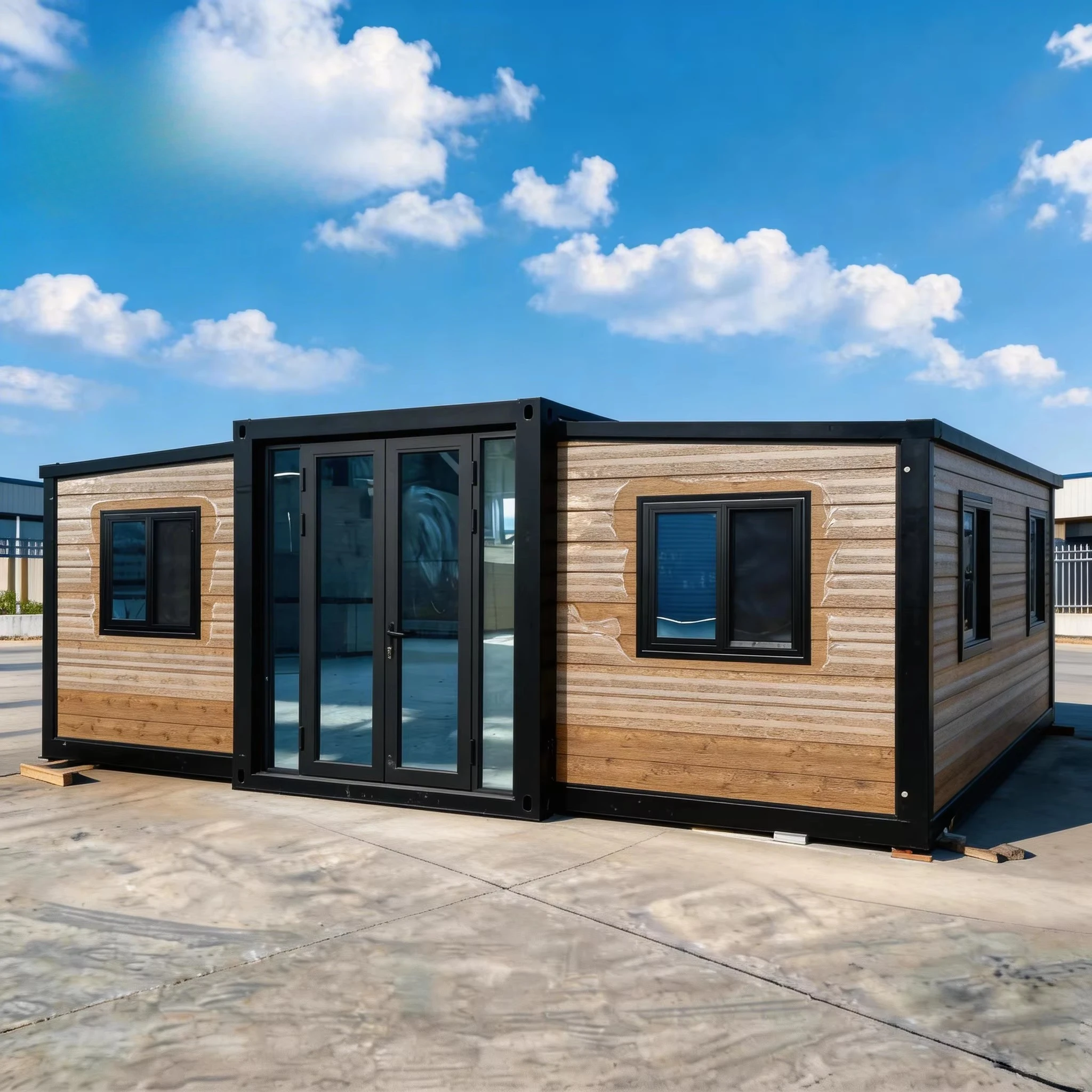 40ft 20ft Double-wing Square Breathable Modern Prefab Expandable Foldable Mobile Home Granny Flat Shipping Container House