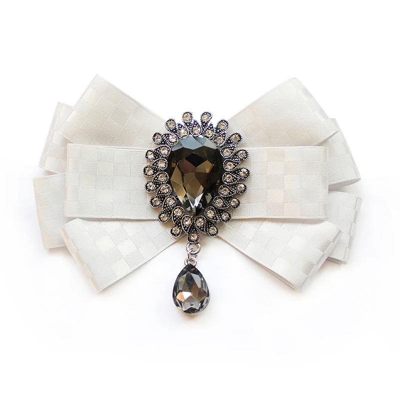 Hand Made Man Ribbon Bow Tie for Women Fashion Crystal Shirt Blouse Bowknot School Student Business Clothing Necktie Accessories