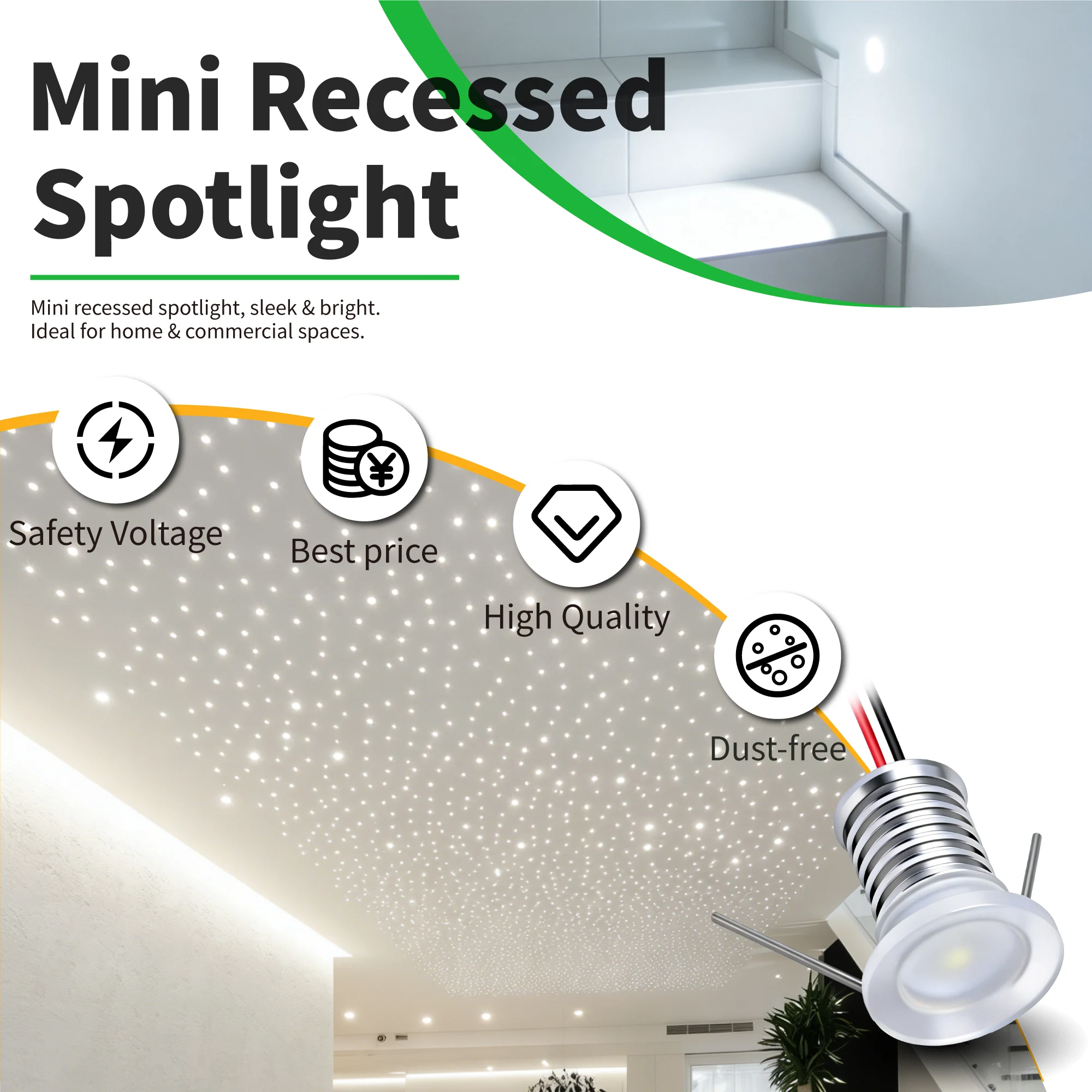 Mini Led Spot Light 1W Ceiling Spotlight Acrylic Dimmable 12V Spots for home stair celing cabinet Bar Car display DIY Lighting
