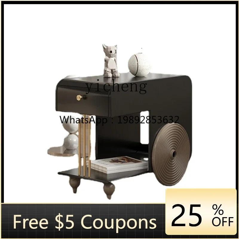 

Antique Style Light Luxury Side Table Black Side Cabinet High-End Living Room Sofa Corner Table