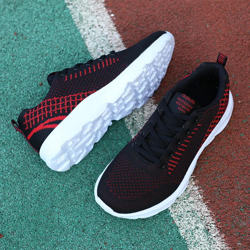 Men's Casual Shoes Men's Fashionable All-Matching Sneakers Men's Shoes Flying Woven Breathable Mesh Cloth Shoes