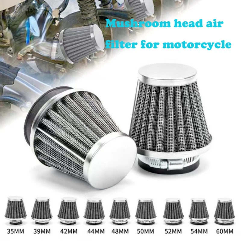 Washable and Reusable Motorcycle Mushroom Air Filter Adapted to Multiple Vehicle Models Caliber Pipe Diameter from 35mm to 60mm