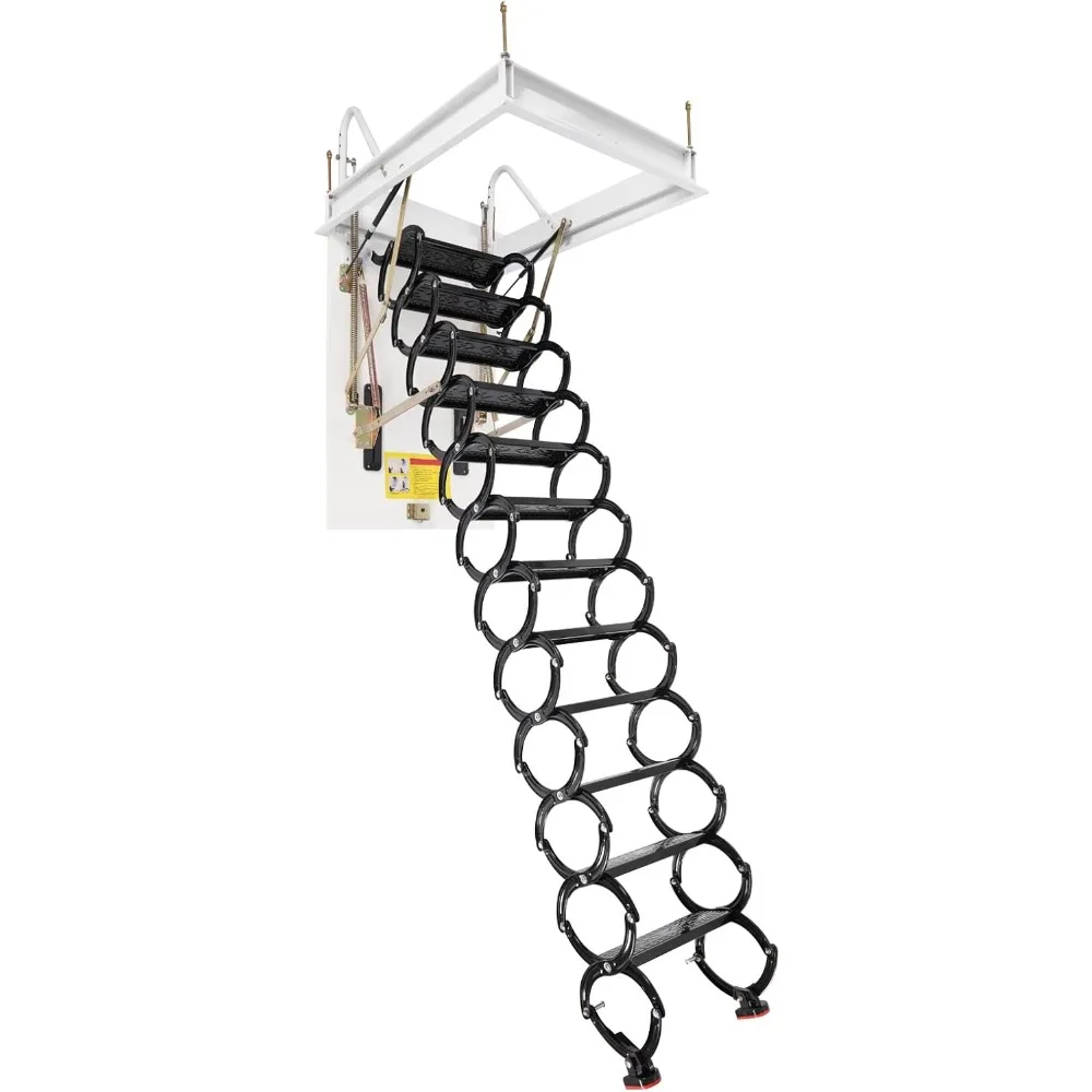 

Heavy-Duty 12-Step Attic Stairs - 11.5FT Commercial-Grade Folding Ladder System