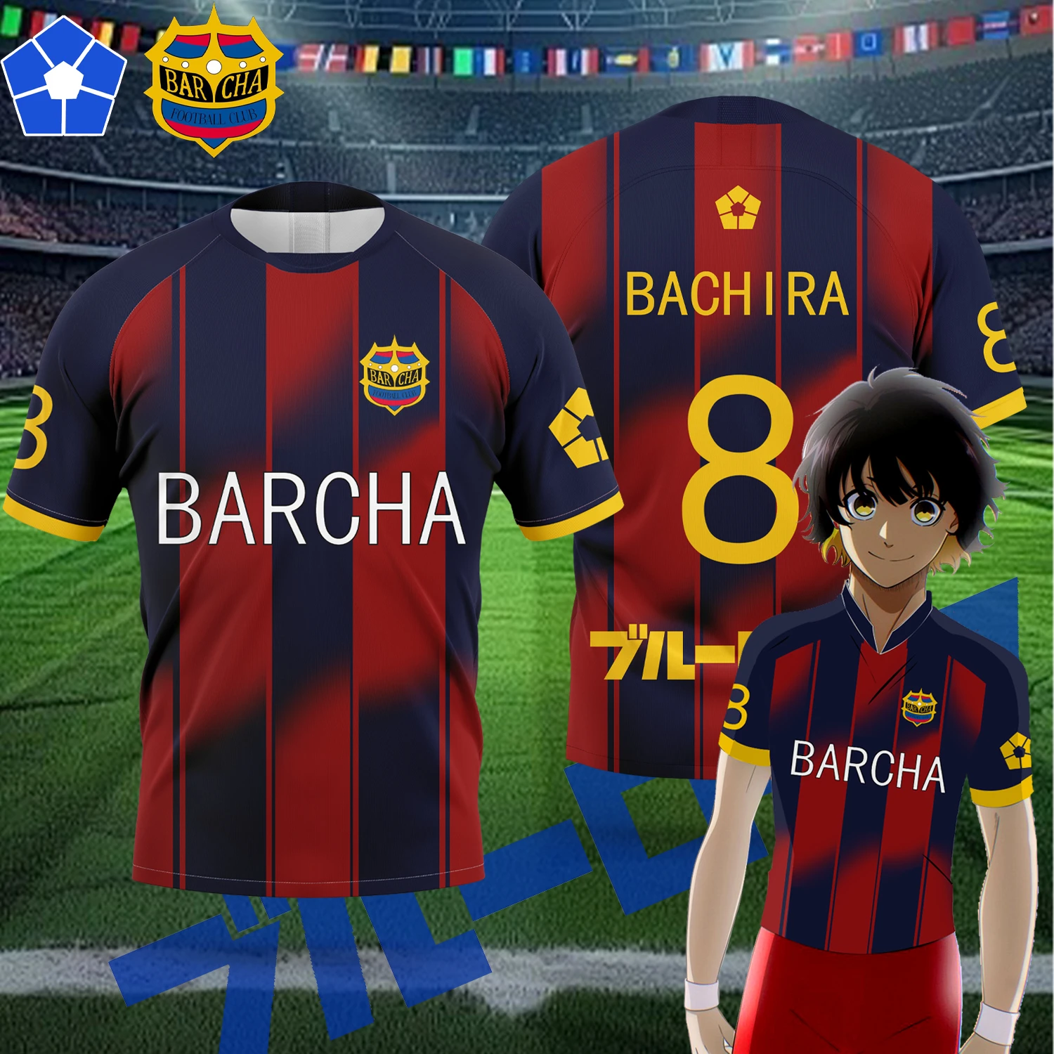

Blue Lock FC Barcha Cartoon Anime Tee Men Jersey Summer Short Sleeve Custom Tees Tops 2025 BACHRIA Cosplay Mens Boys T Shirt