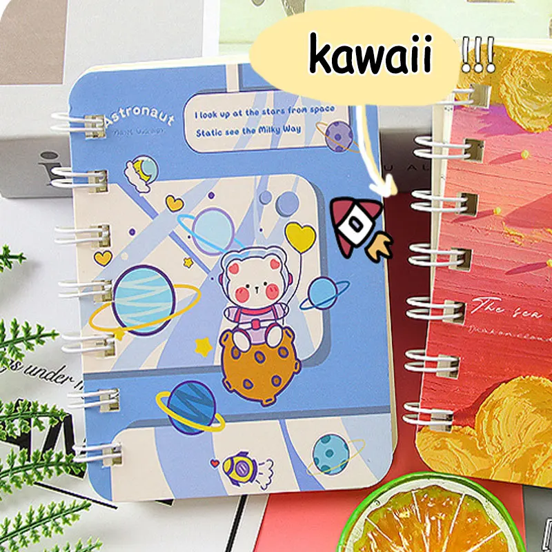 1/2/3 Random Kawaii Books Set A7 Small Notepad Coil Notebook 80 Sheets Cute Korean Stationery School Supplies for Students