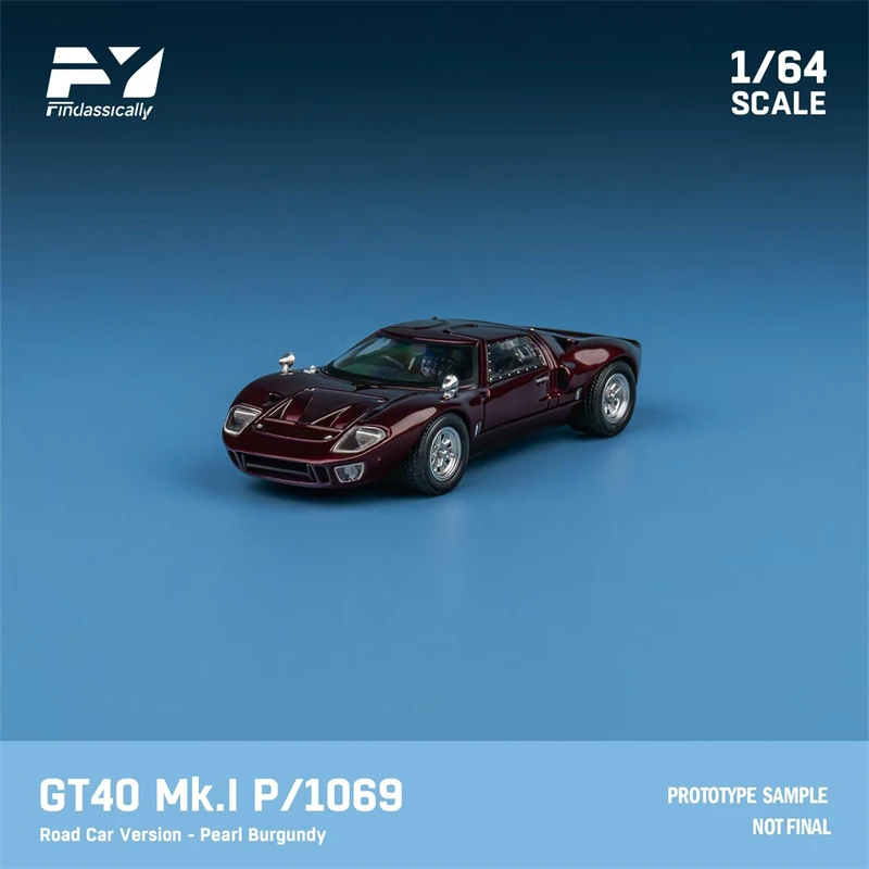 Findclassically 1:64 GT40 Mk.I P1069 نسخة سيارة الطريق لؤلؤة عنابي / AMK 940F أصفر رقم 98 Limited500 نموذج سيارة مصنوع من خليط معدني