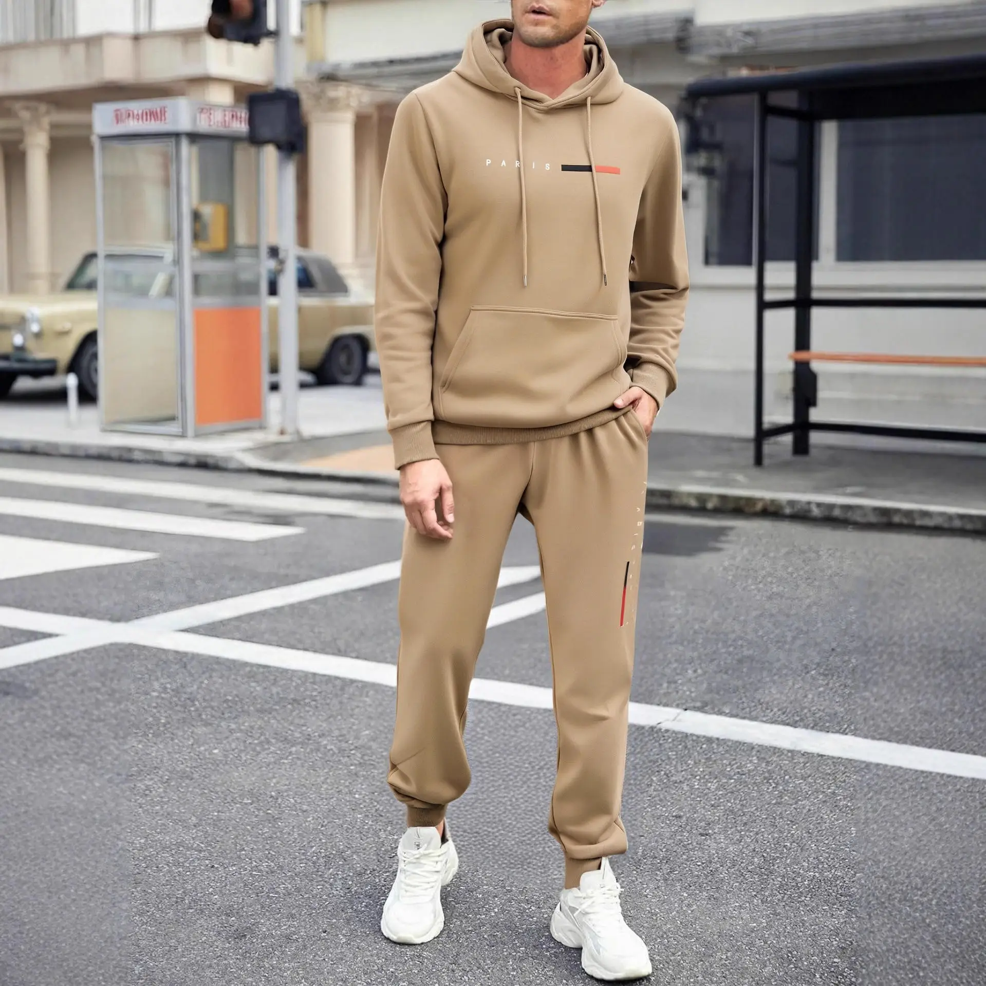 

Men's Knitted Print Hoodie And Pants Set Winter Sportswear Long Sleeve Two-Piece Suit Casual Comfortable Men's Ensemble