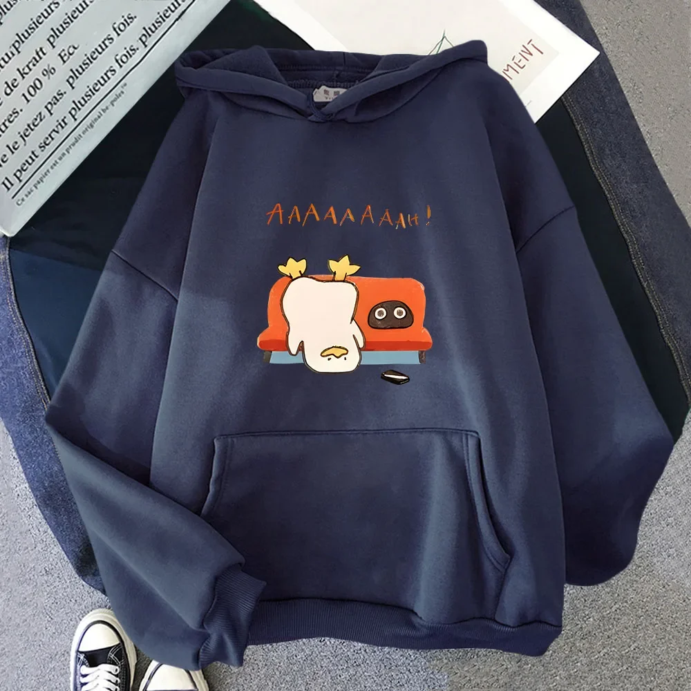 Duck Print Hoodie I'm Sick of Everything Pullover Cartoon Women's Sweatshirt Fashion Men Clothing Anime Pullover Kpop Streetwear