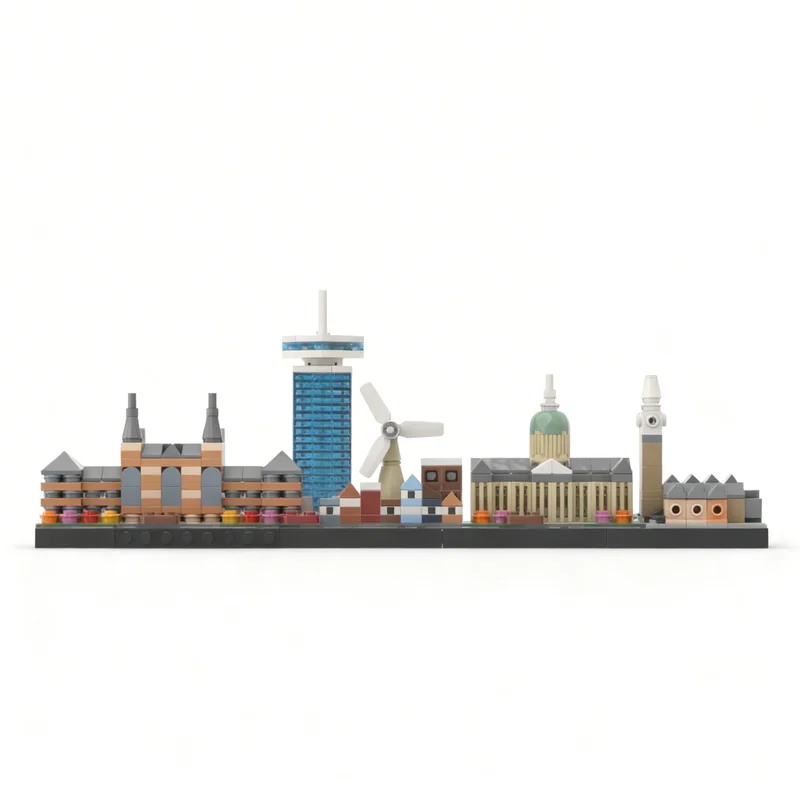 453PCS MOC Architecture Amsterdam Skyline Model Custom Building Blocks DIY Assembly Display Gift Collectible Decoration Ideas view 2