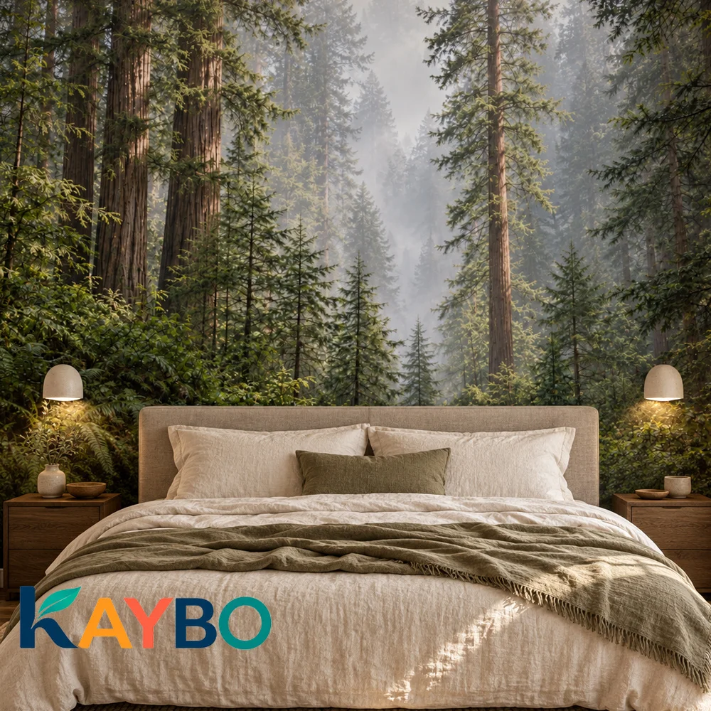 Forest Wall Mural Misty Redwood Trees Natural Landscape Wallpaper Non Self Adhesive Living Room Bedroom Feature Walls Home Decor