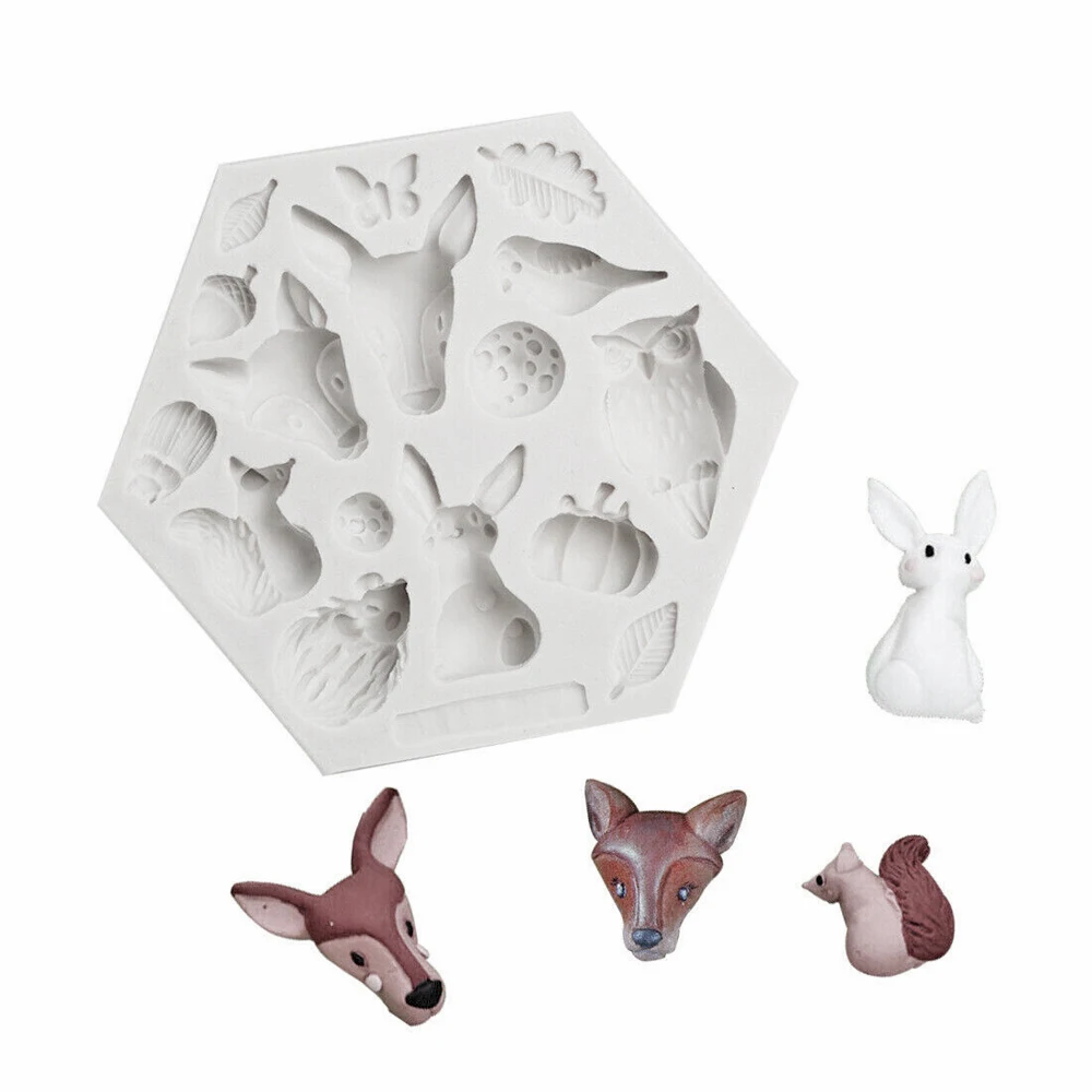 

Forest Animal Silicone Fondant Mould Cake Sugarcraft Chocolate Candy Baking Decor Baking Mold DIY Clay