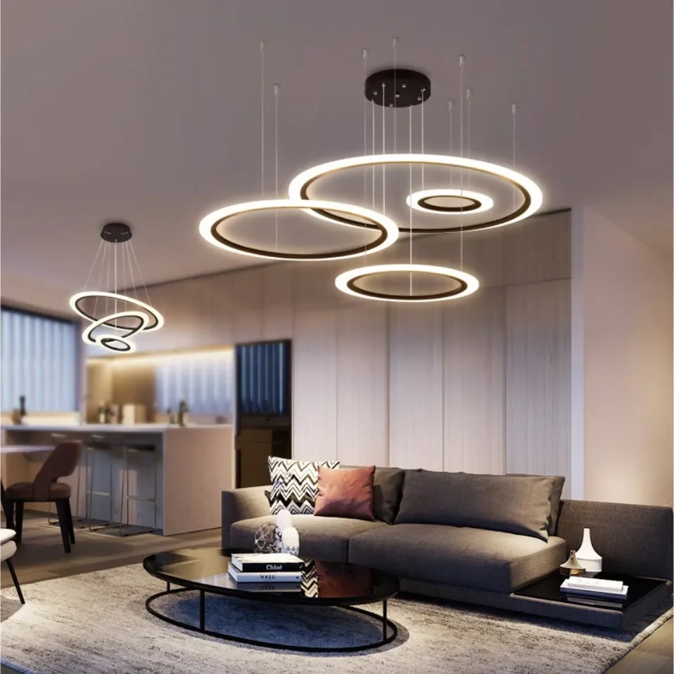 

Nordic Living Room Pendant Light Simple Cafe Glass Lamp Light-Luxury Ring Led Modern Creative Restaurant Personality Droplight