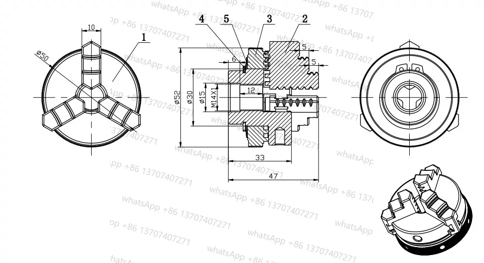 سانو اليد ضيق ثلاثة مخالب تشاك التمركز الذاتي K01-50/63/80B/100B K02-50/63/80B/100B #4