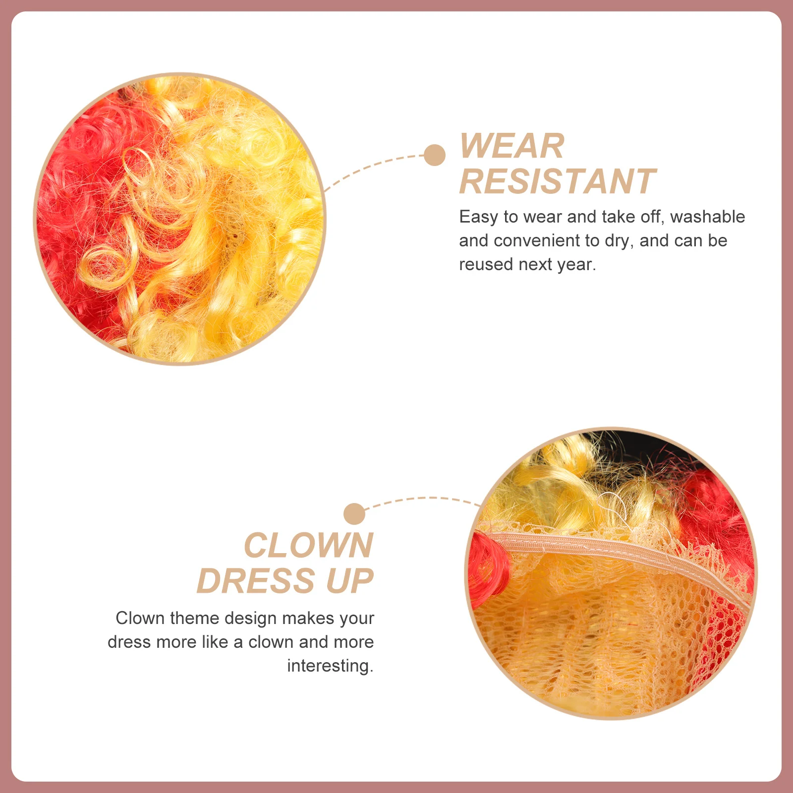 

Wear-Resistant Clown High-Grade Pet Material Washable Easy to Wear Party Supply Fake Hair Fake Hair Carnival Clown