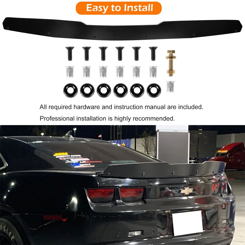 Rear Wicker Bill Spoiler for Chevrolet Camaro 5th GEN 2010 2011 2012 2013 LS LT RS SS 1LE, Add-on Type Spoiler With RivNut Tool