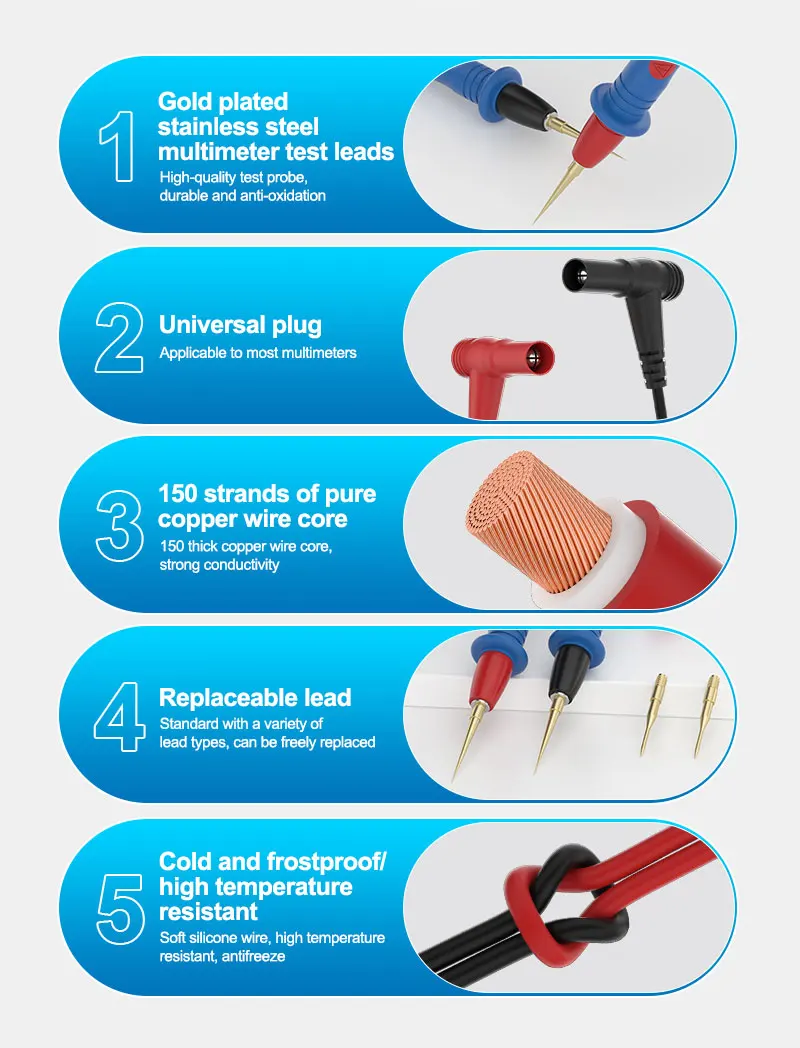 Sunshine SS-024B muiltímetro caneta substituível teste leva sonda elétrica para ferramenta de reparo do telefone móvel fonte alimentação usando