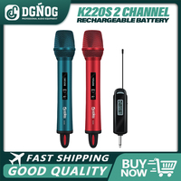 Full Metal 2 Channel Wireless Microphone System Professional UHF Cordless Dual Handheld Dynamic Mic for Karaoke Meeting Party