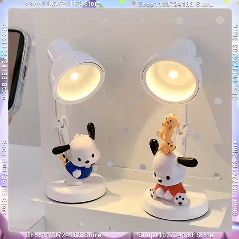 Kawaii Sanrrio Pochacco Mini Nightlight Atmosphere Lamp Stereo Doll Magnet Ins Simple Led Small Desk Lamp Table Lamp Toys Gift